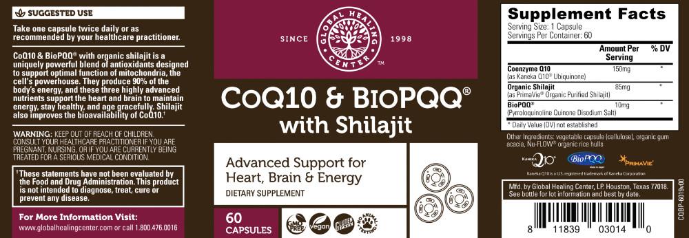 Global Healing CoQ10 & BioPQQ with Shilajit Label