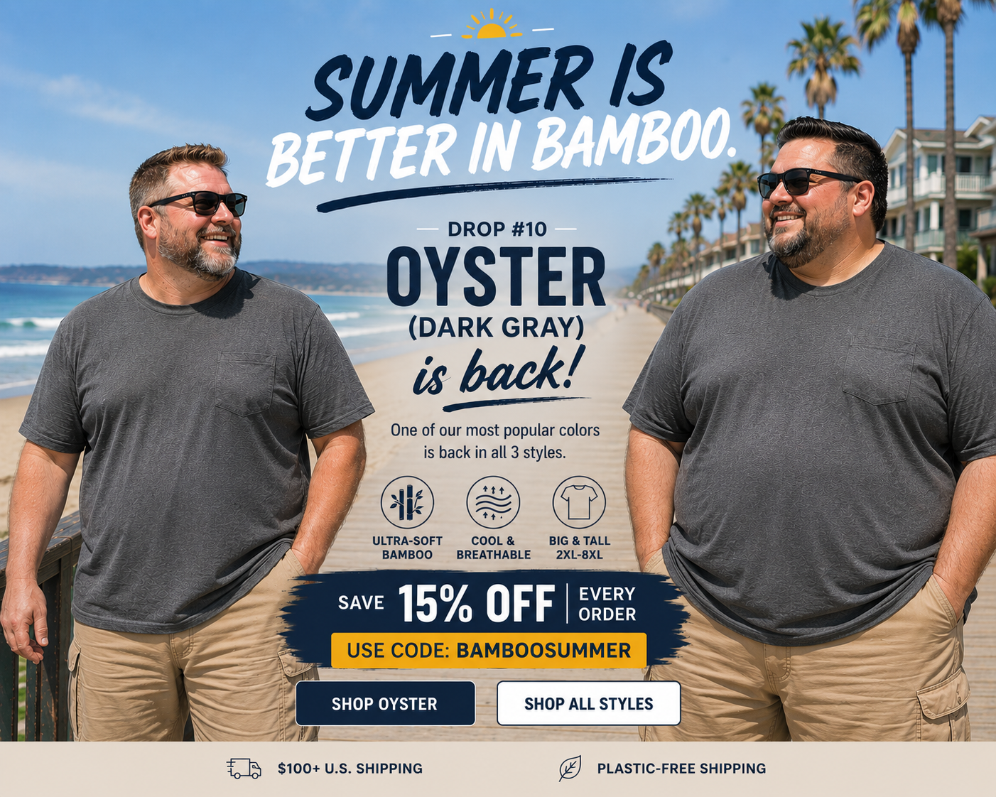 Score Big & Tall Bamboo Viscose Tees — Now with an Extra 15% Off Sitewide with Coupon BAMBOOFREEDOM