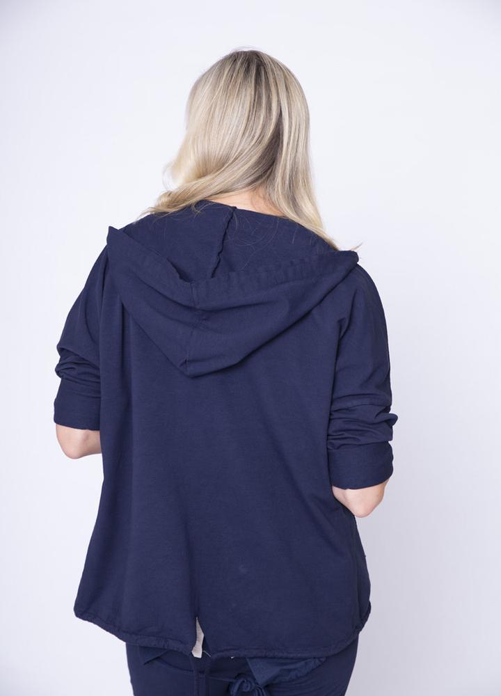 Hoody Side Pockets Zip Jacket Navy