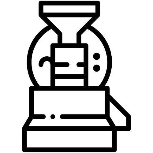 Simplified coffee roasting machine icon with three control knobs.