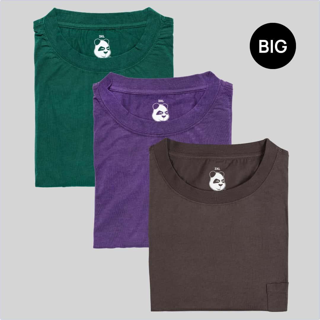 Big Men's Pocket Crew Neck 3-Pack Bamboo Viscose T-Shirt Bundle 2XL-8XL - Save 10%