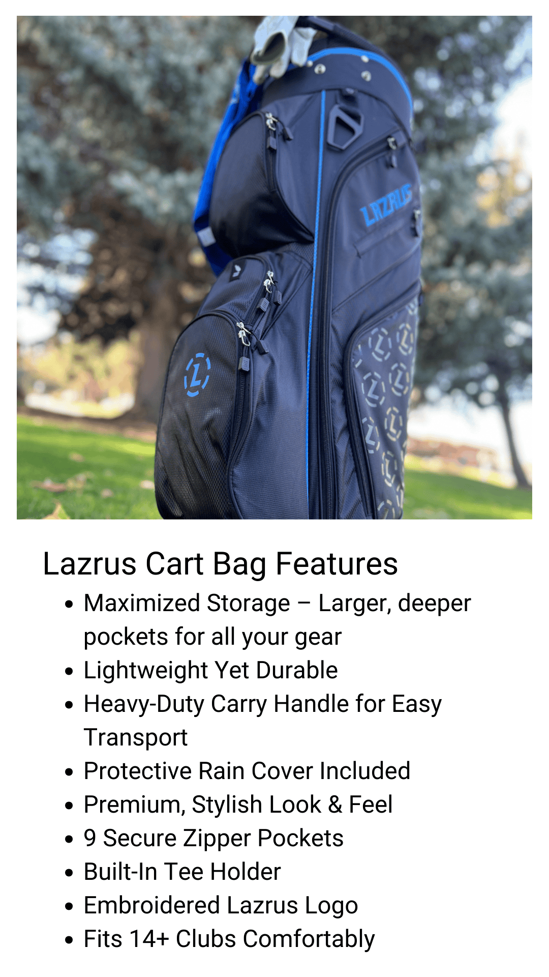 Lazrus Golf Premium Black Golf Bags