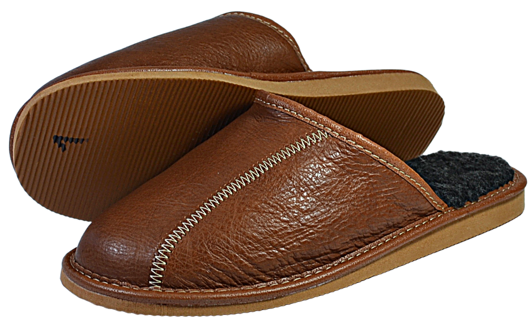 Ezio - Mens indoor leather slippers - Reindeer Leather