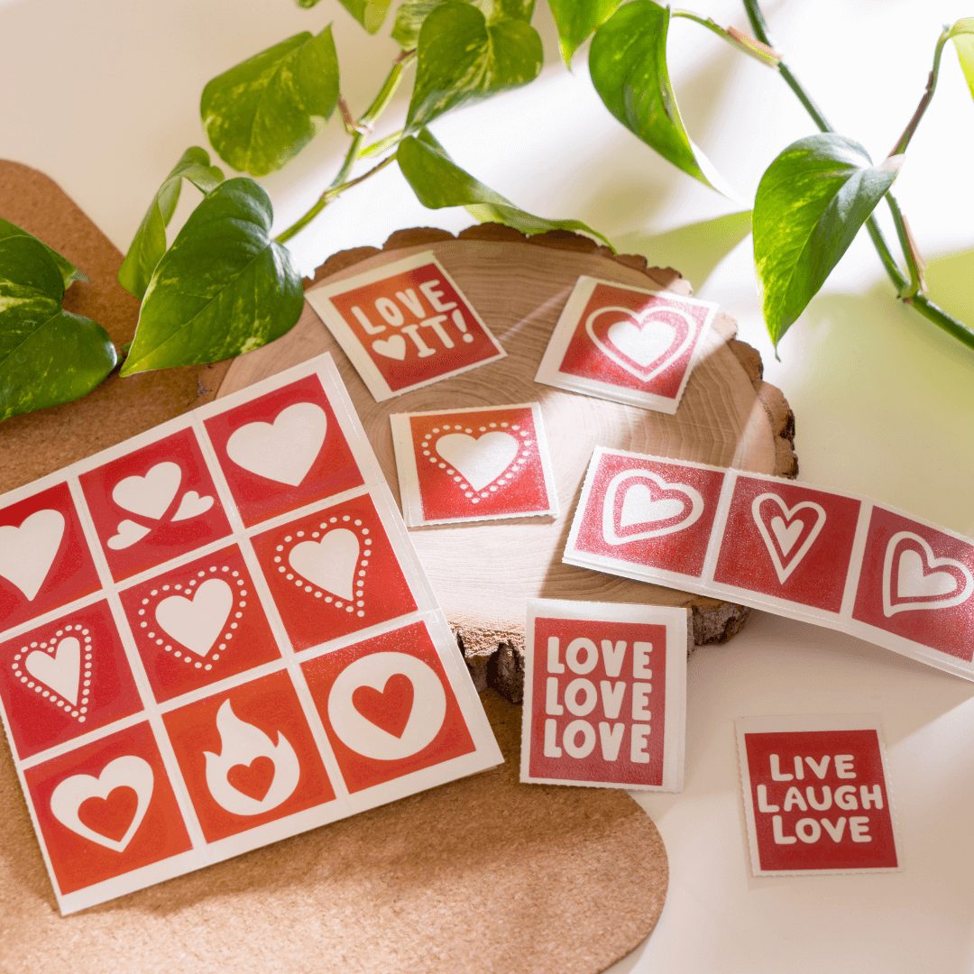 Heart Stencil Pack - removable vinyl, weeded, precut with transfer paper -  Scorch Marker