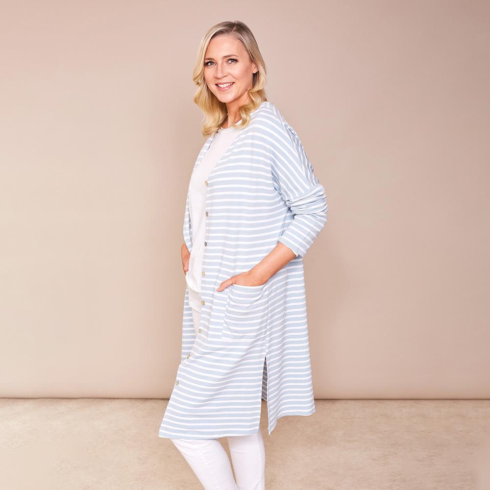 Charlotte Stripe Cardi (Sky Blue)