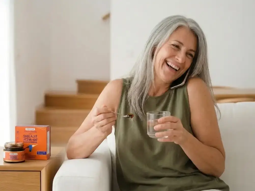 Woman using shilajit casually