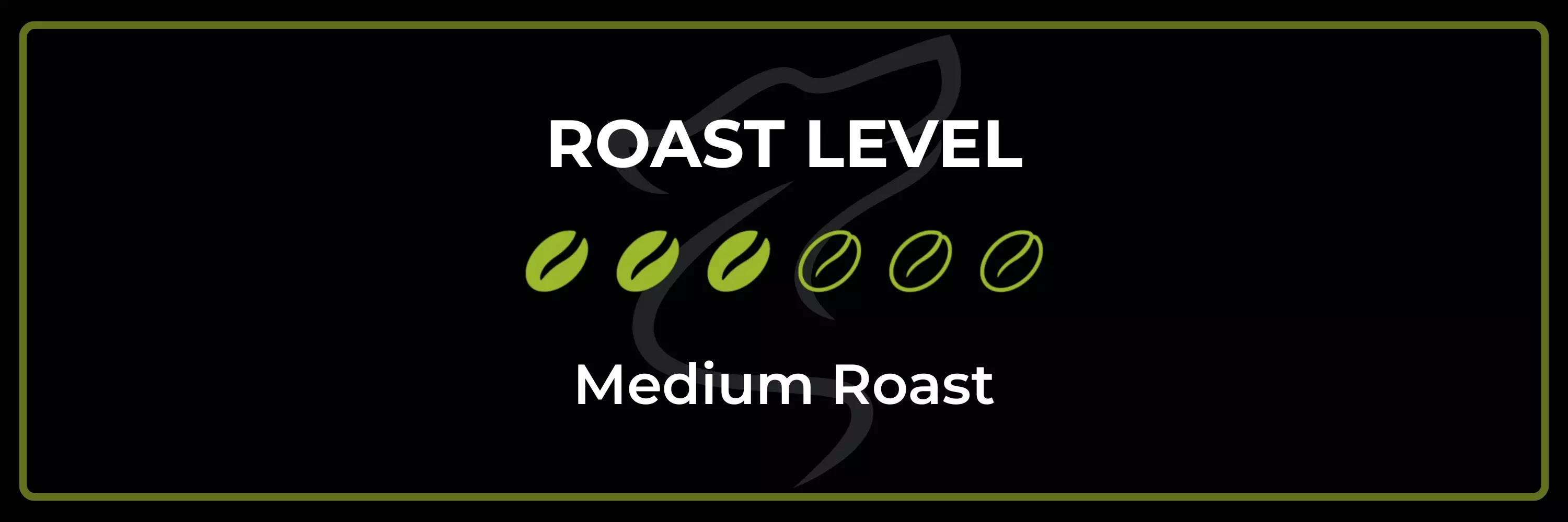 Roast level card for Mexipure showing Lone Wolf Coffee as a balanced medium roast with bean icons.