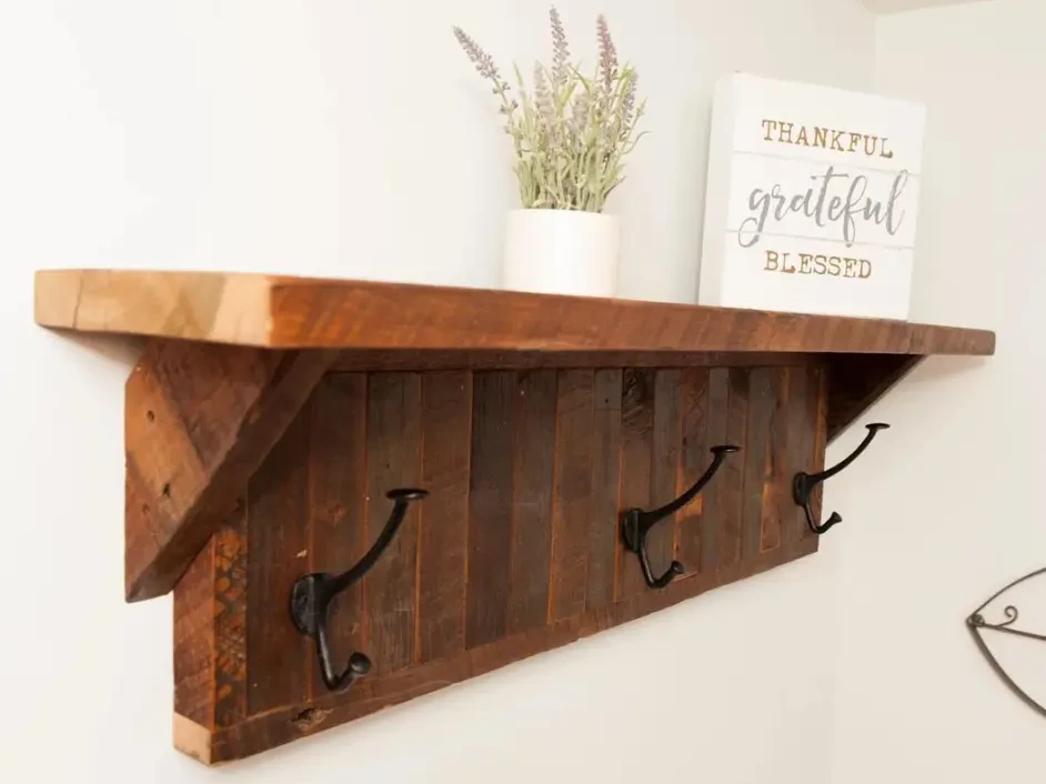 reclaimed wood coat rack shelf