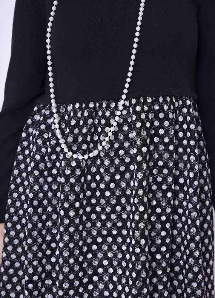 Polka Dot Jersey Dress & Necklace (Silver)