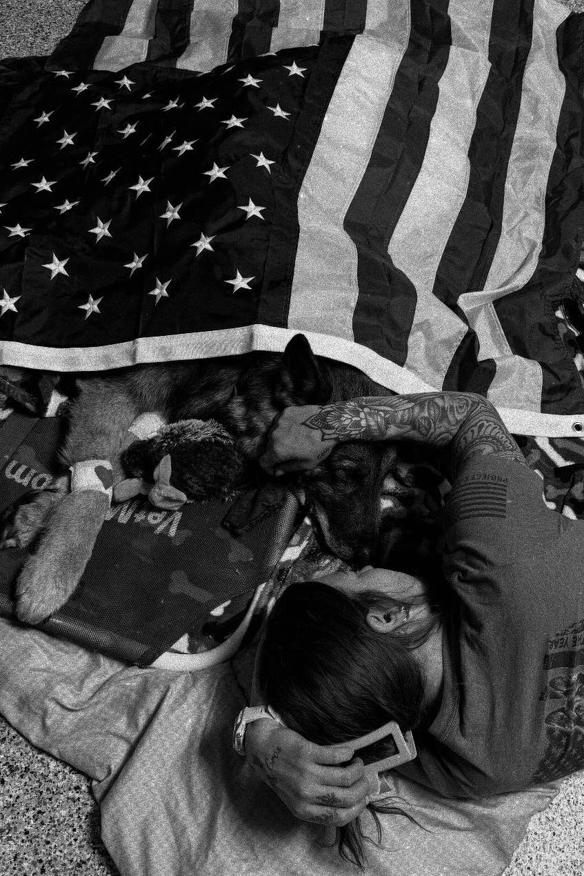 mwd eros and paige under the American flag