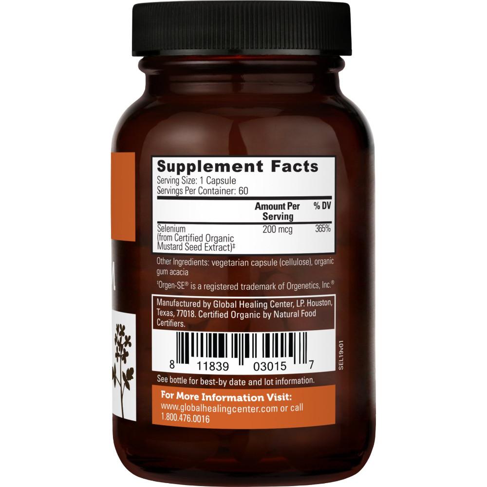 Global Healing Organic Plant- Based Selenium Supplement Facts