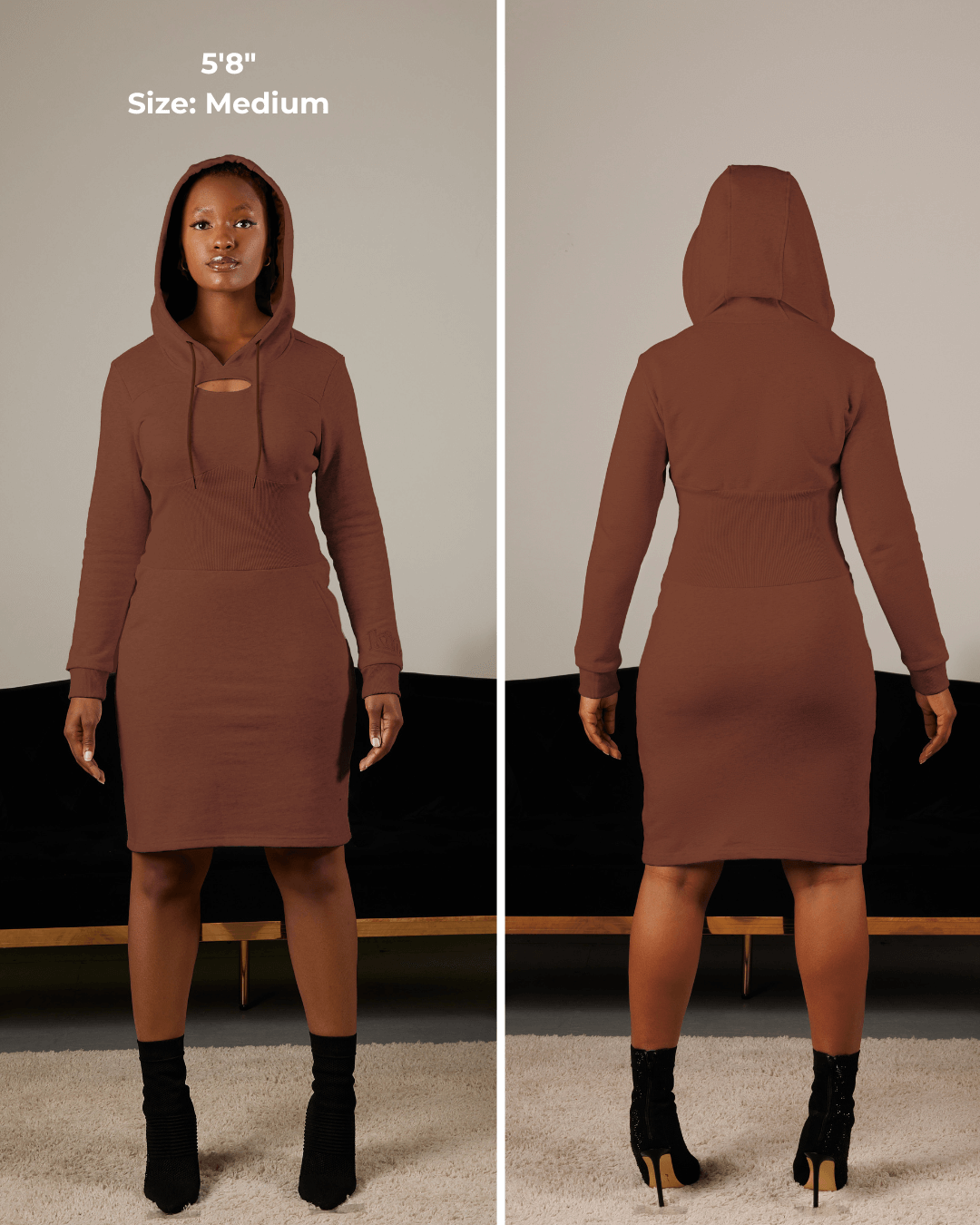 satin-lined hoodie dress