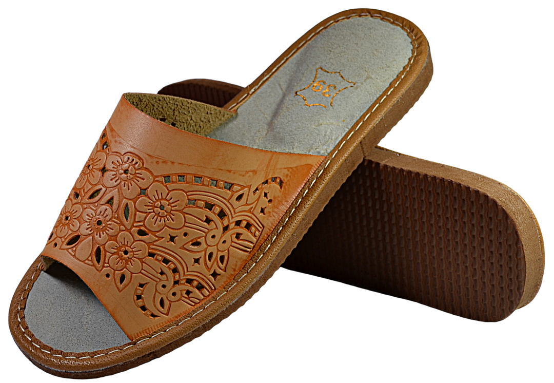 Agata - Women leather slides - Reindeer Leather