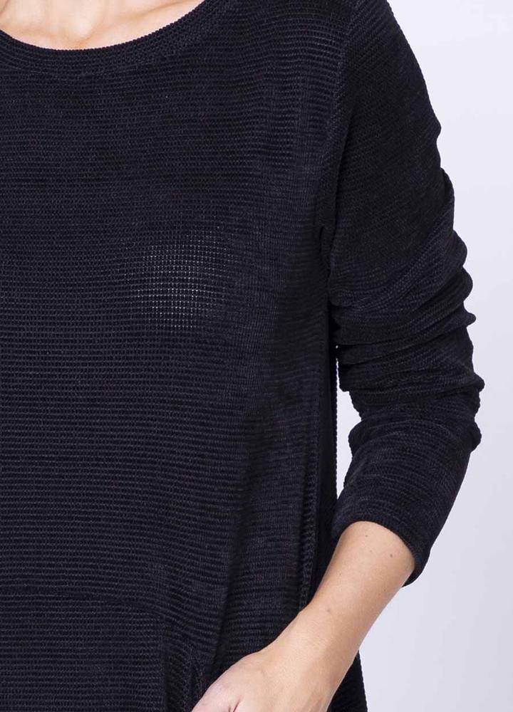 Velour Pocket Dress in Black