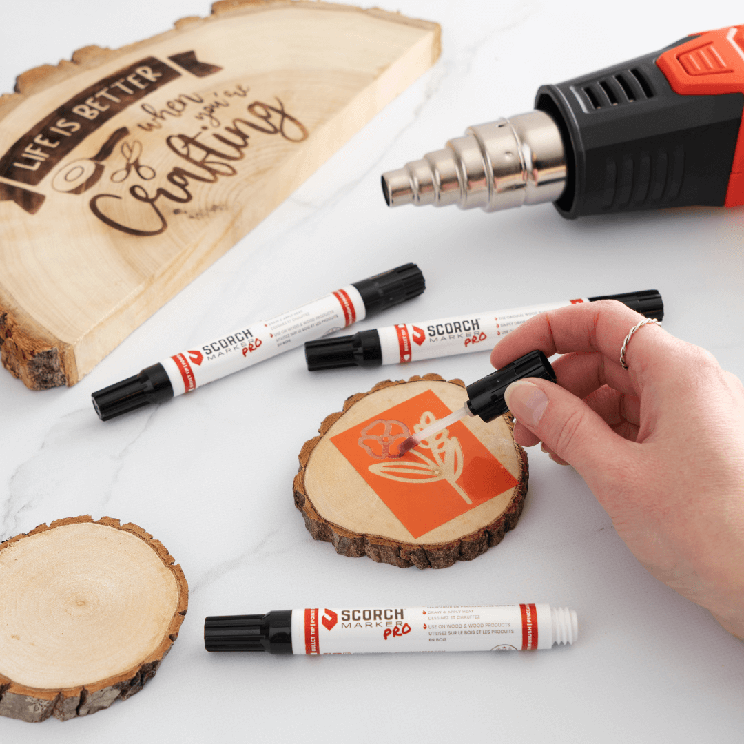 SUIUBUY Wood Burning Pen Tool - 2 PCS Scorch Pen Marker for Crafting &  Stencil Wood Burning, Chemical Wood Burner Set with Oblique Tip and Bullet  Tip