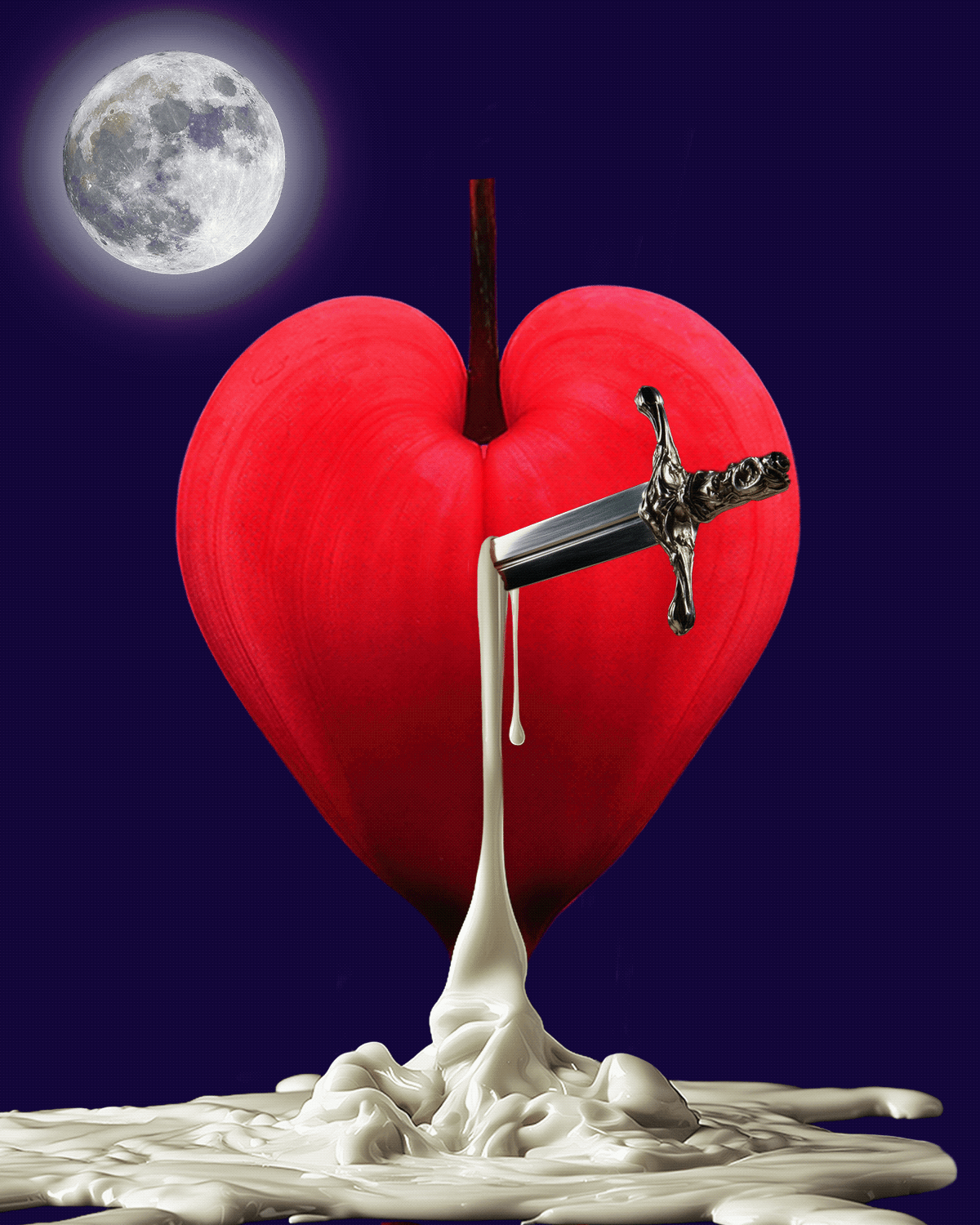 Bleeding Heart with a dagger sticking out
