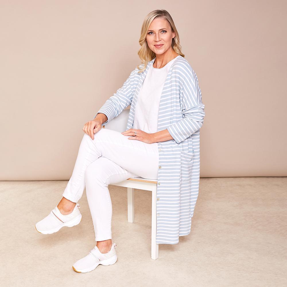 Charlotte Stripe Cardi (Sky Blue)