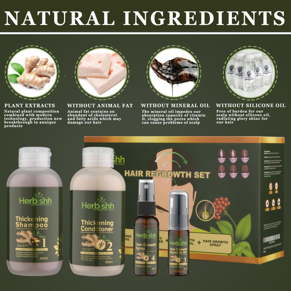 Herbishh Hair Regrowth Kit Hair Growth Stimulation Kit for Men & Wom