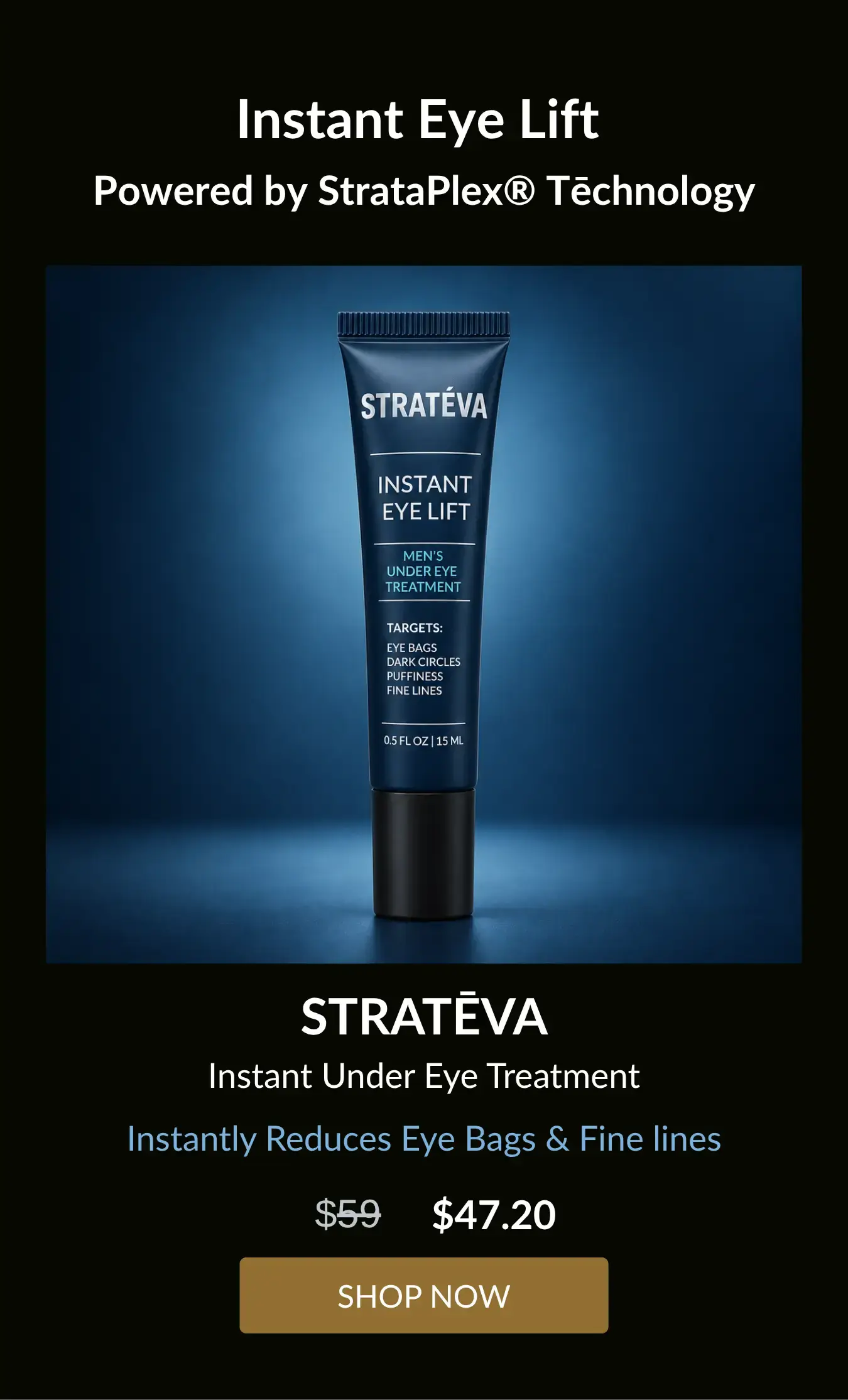 Your daily essentials powered by Strataplex technology, picture of strateva bottle. retail price $149, sale $68.54