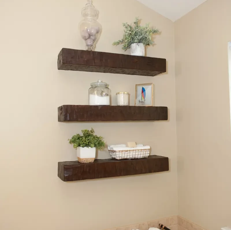cherry wood floating shelves for wall