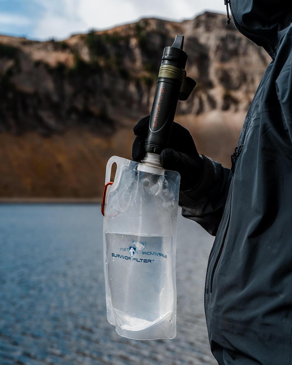 For solo, couples or smaller families Survivor Filter Straw/Squeeze Kit