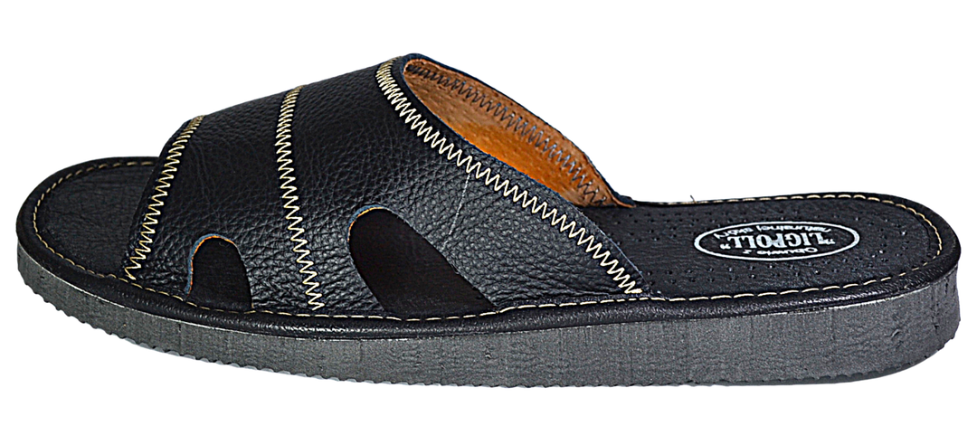 Galen - Mens black leather slippers - Reindeer Leather