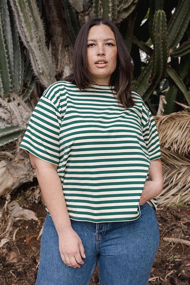 102 Box T-Shirt Emerald Stripe