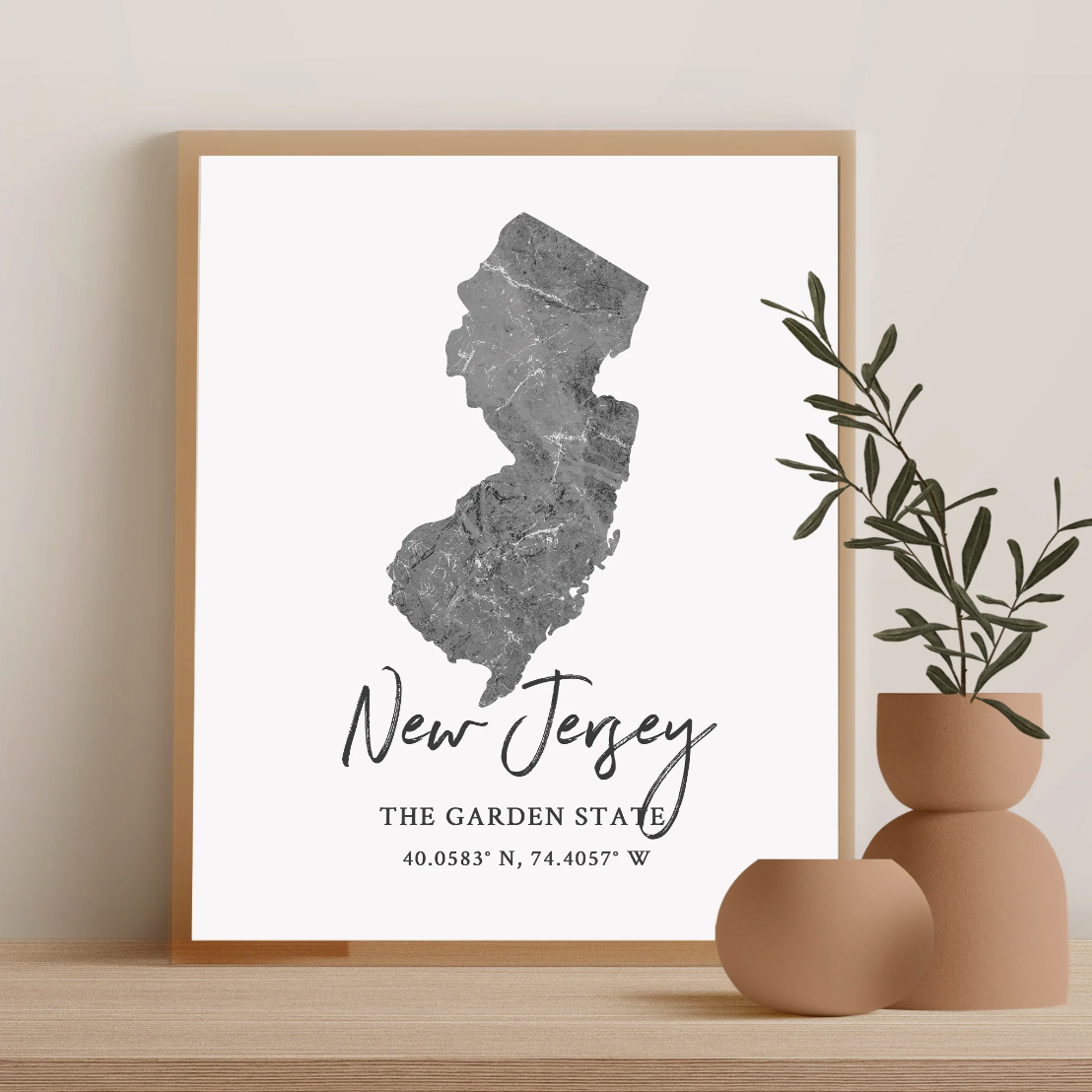 New Jersey State Map Silhouette print