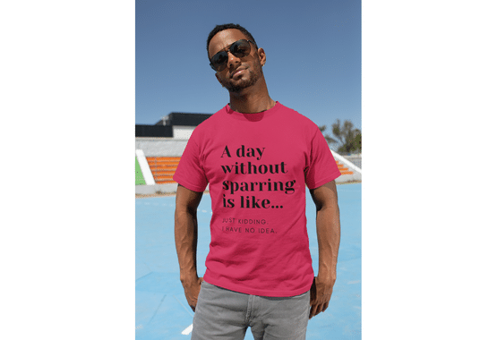 sparring t shirt, mma t shirt, martial arts t shirt, boxing t shirt, a day without sparring t shirts, red color t shirt, judo t shirt, kickboxing t shirt, brazilian jiu jitsu t shirt, motivational t shirt