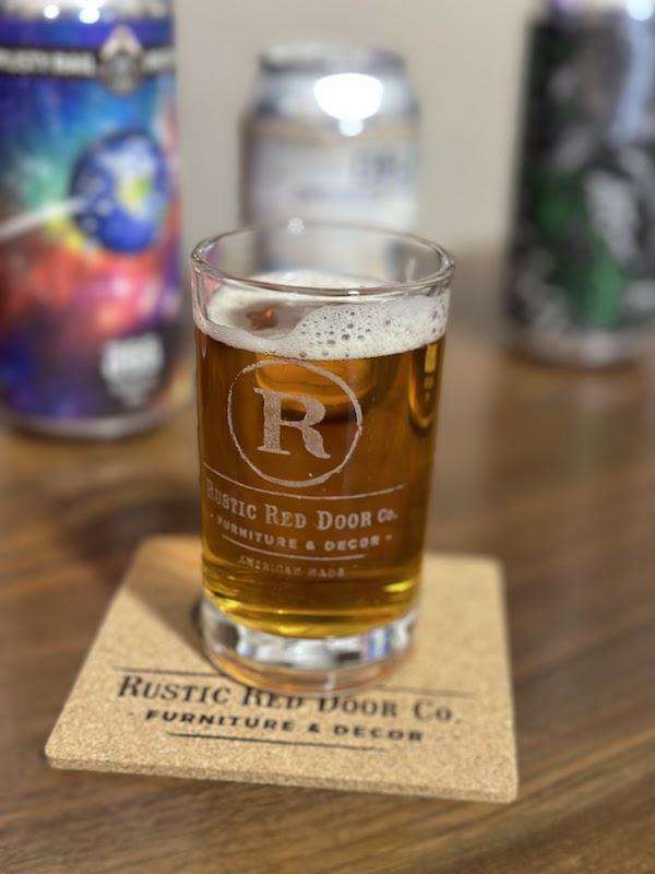 rustic red door beer glass