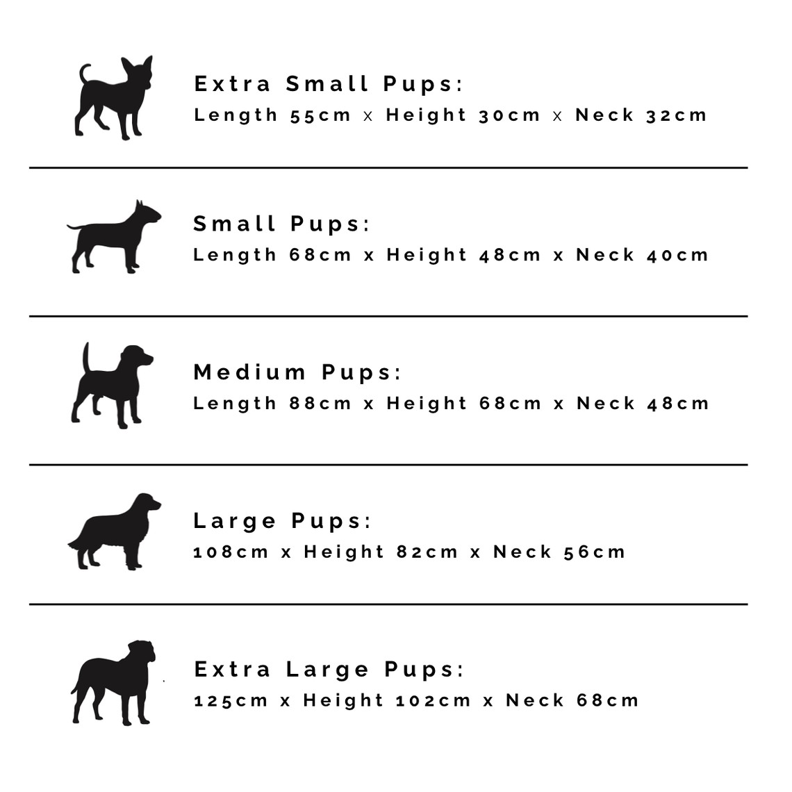 Luxury Dog Drying Bag Size Chart - Pawdaw of London