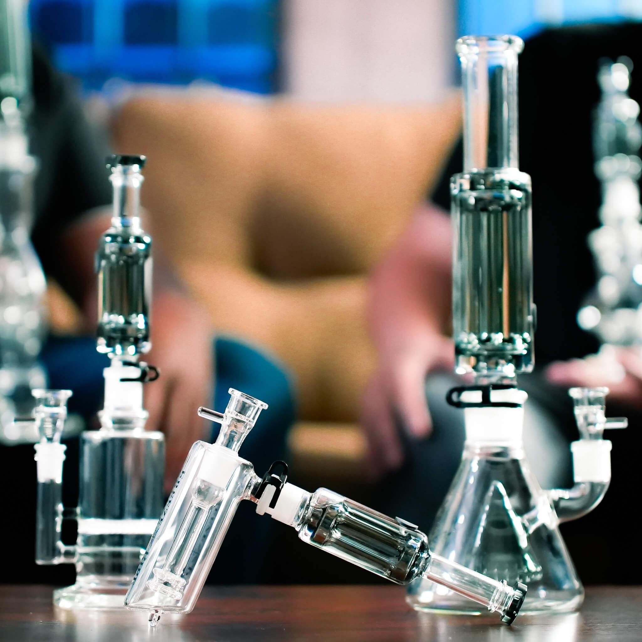 glass pieces on table