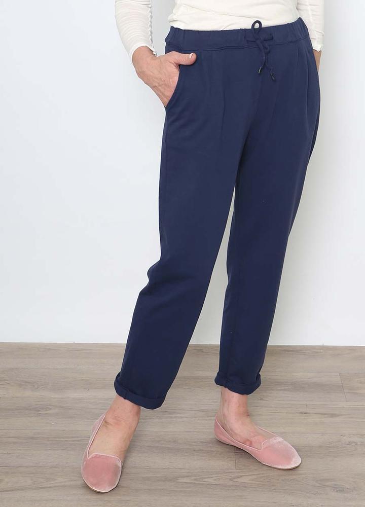 Drawstring Jersey Jegging in Navy