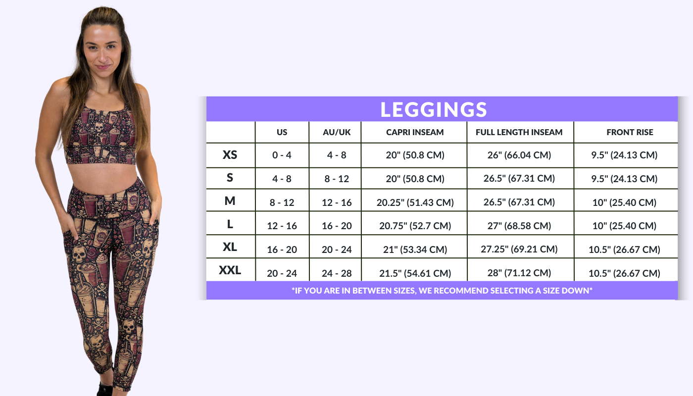 Leggings Horizontal Sizing Chart