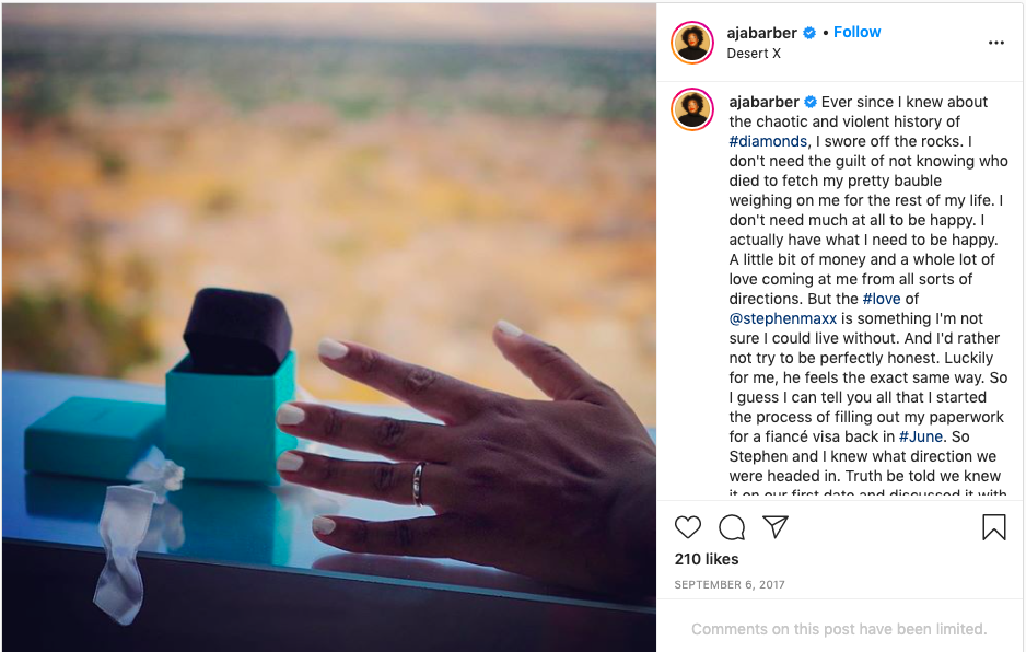 Instagram post of ring