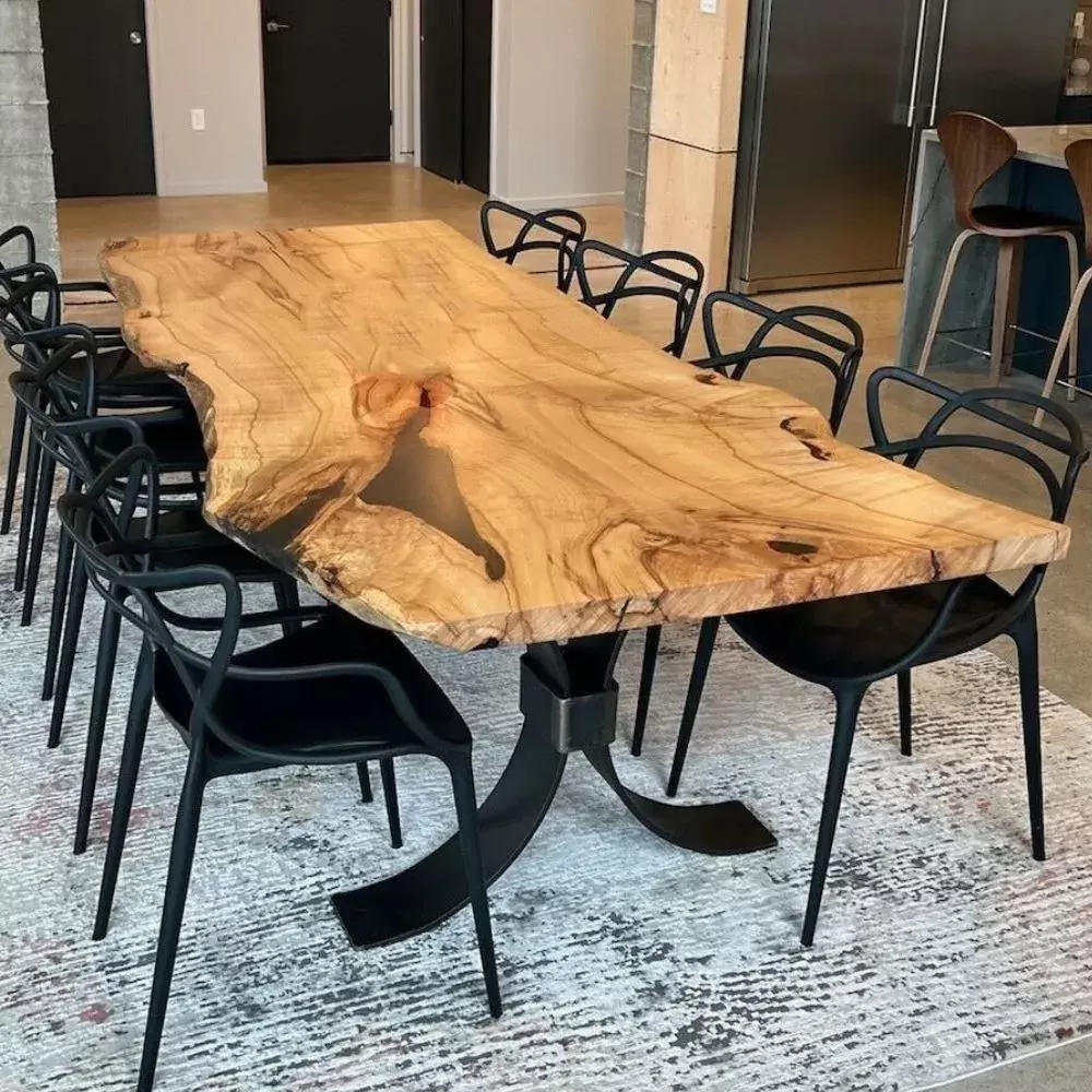 Live Edge Maple Wood Dining Table for 10