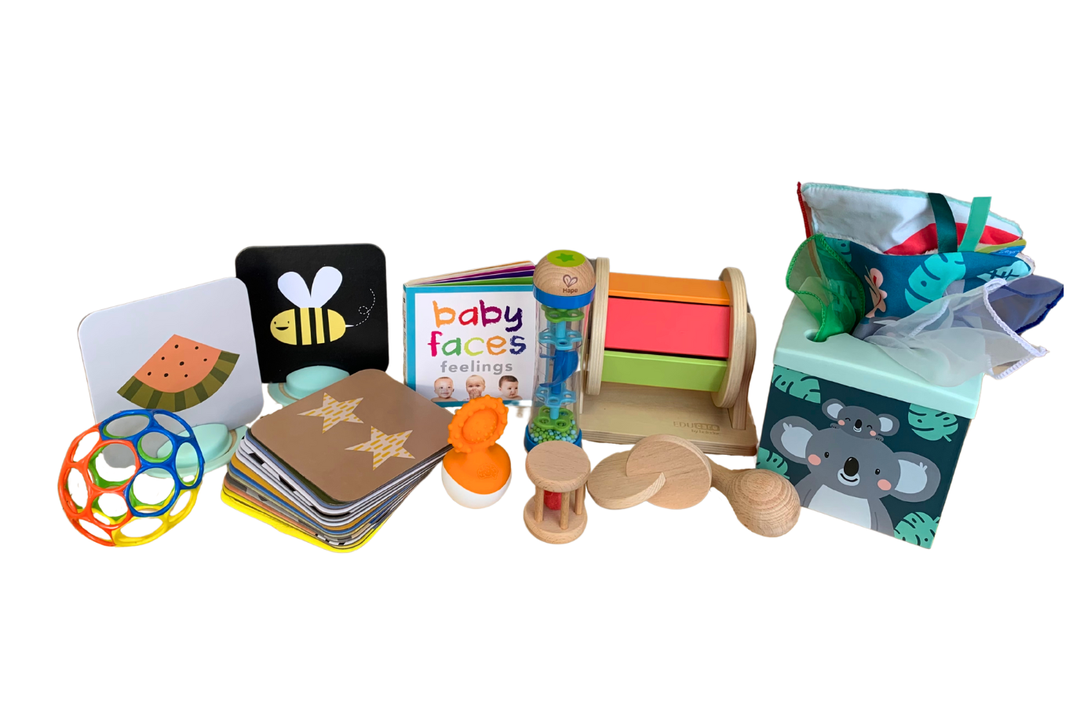 The Play Kits by Lovevery, Lovevery, Montessori toy subscription, buy Lovevery item individually, Lovevery Canada, Lovevery in store, The Looker Play Kit, 0 - 12 Weeks, The Senser Play Kit, 5 - 6 Months, The Charmer Play Kit, 3 - 4 Months, The Montessori Room, Toronto, Ontario, Canada.