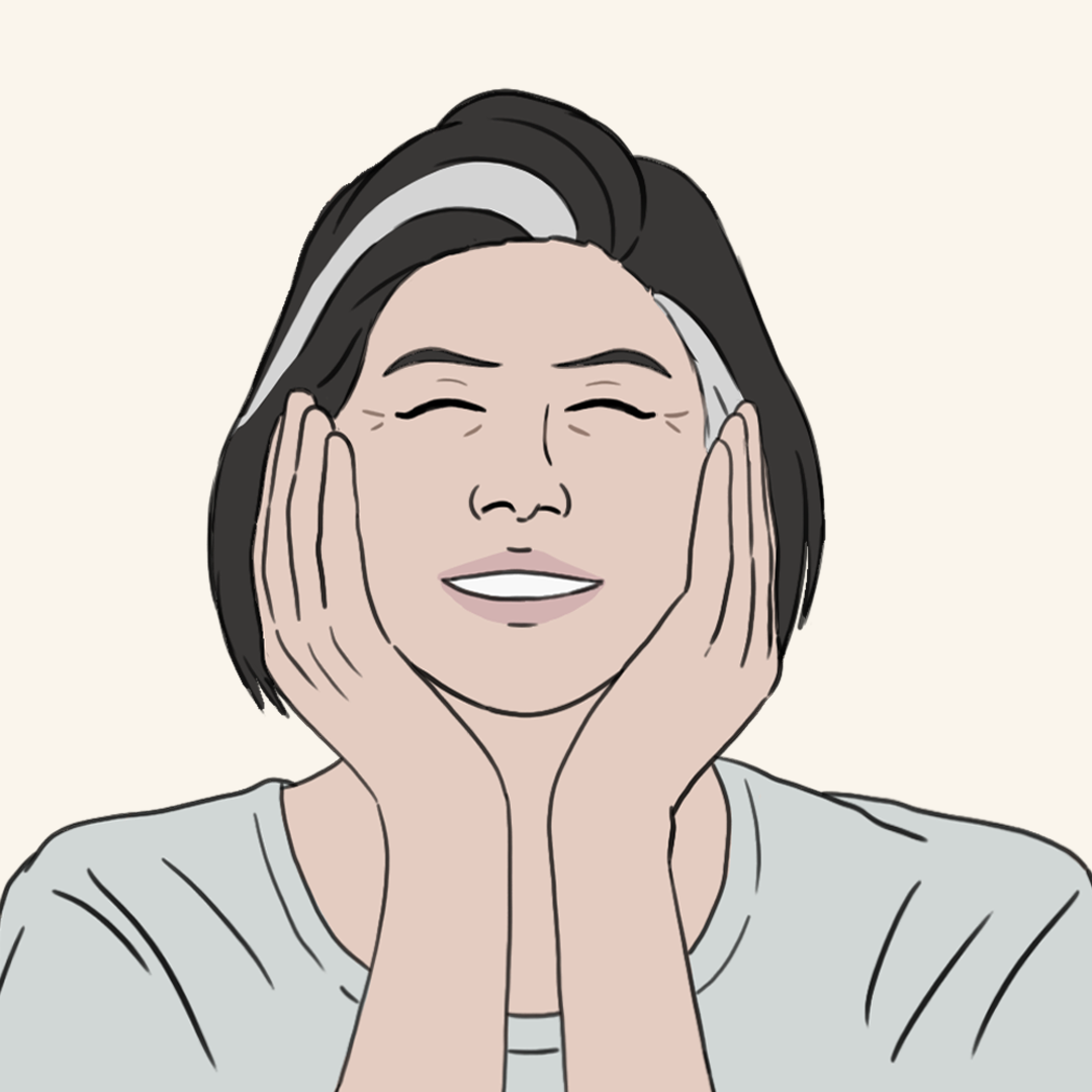 Illustration of a happy woman's face with healthy-looking skin