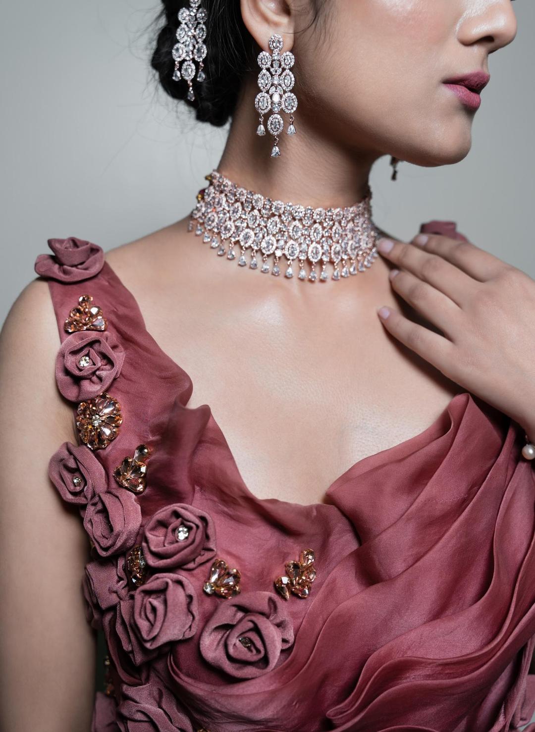 Woman wearing necklace