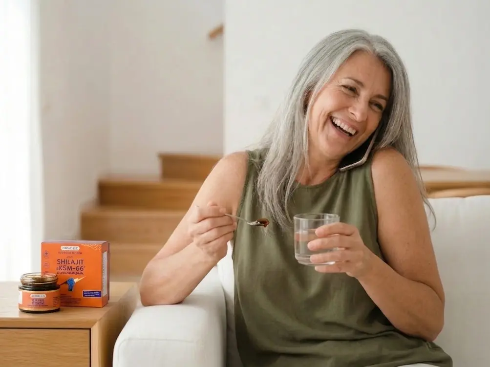 Woman using shilajit casually