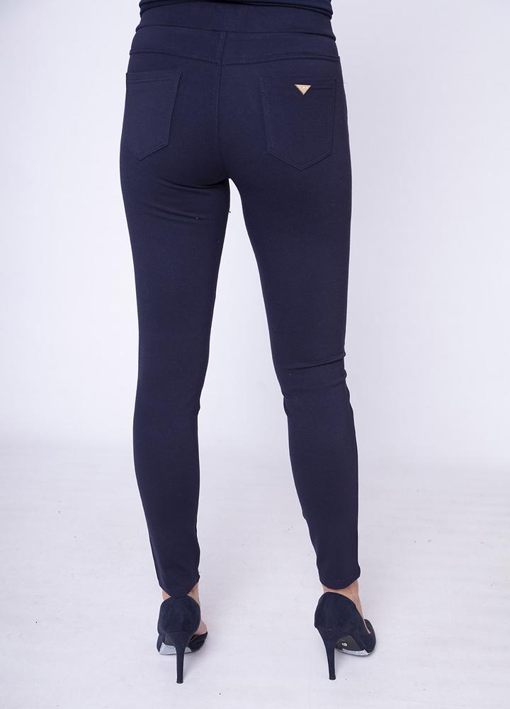 Stretch Waist Stud Pocket Trouser in Navy