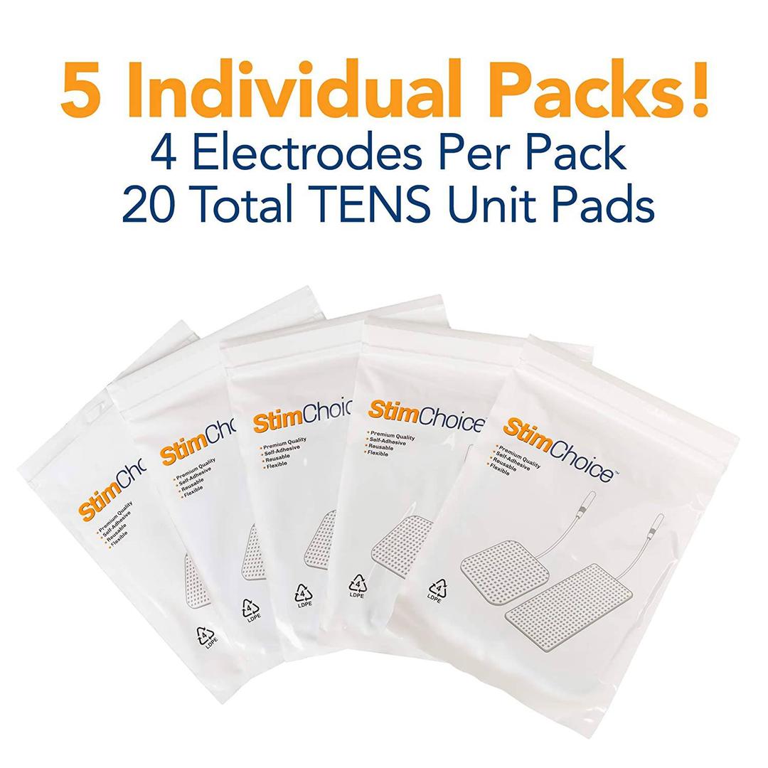 StimChoice Premium Quality 2" x 4" TENS Unit Pads - 20 Count