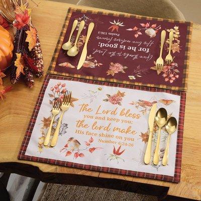 placements with brown fall patterns: the Lord bless you and keep you