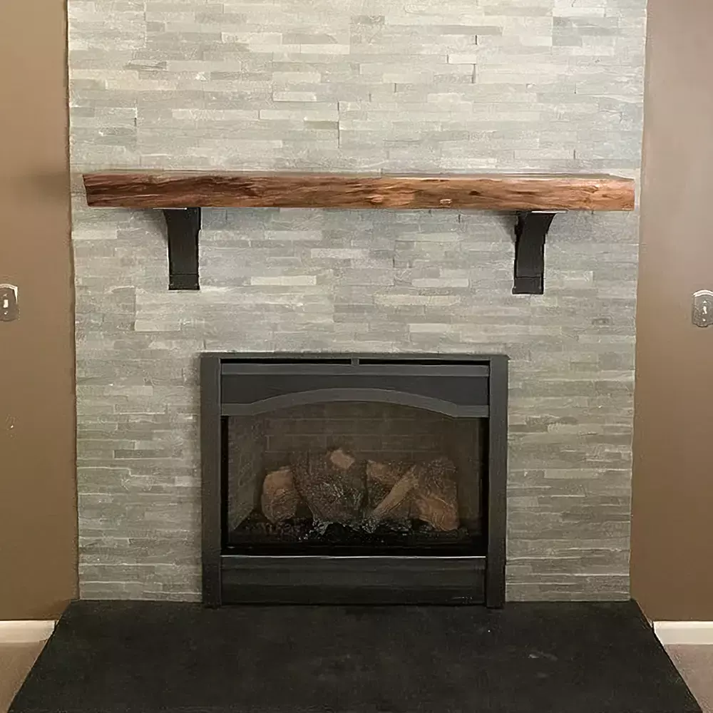 walnut wood rustic live edge mantel