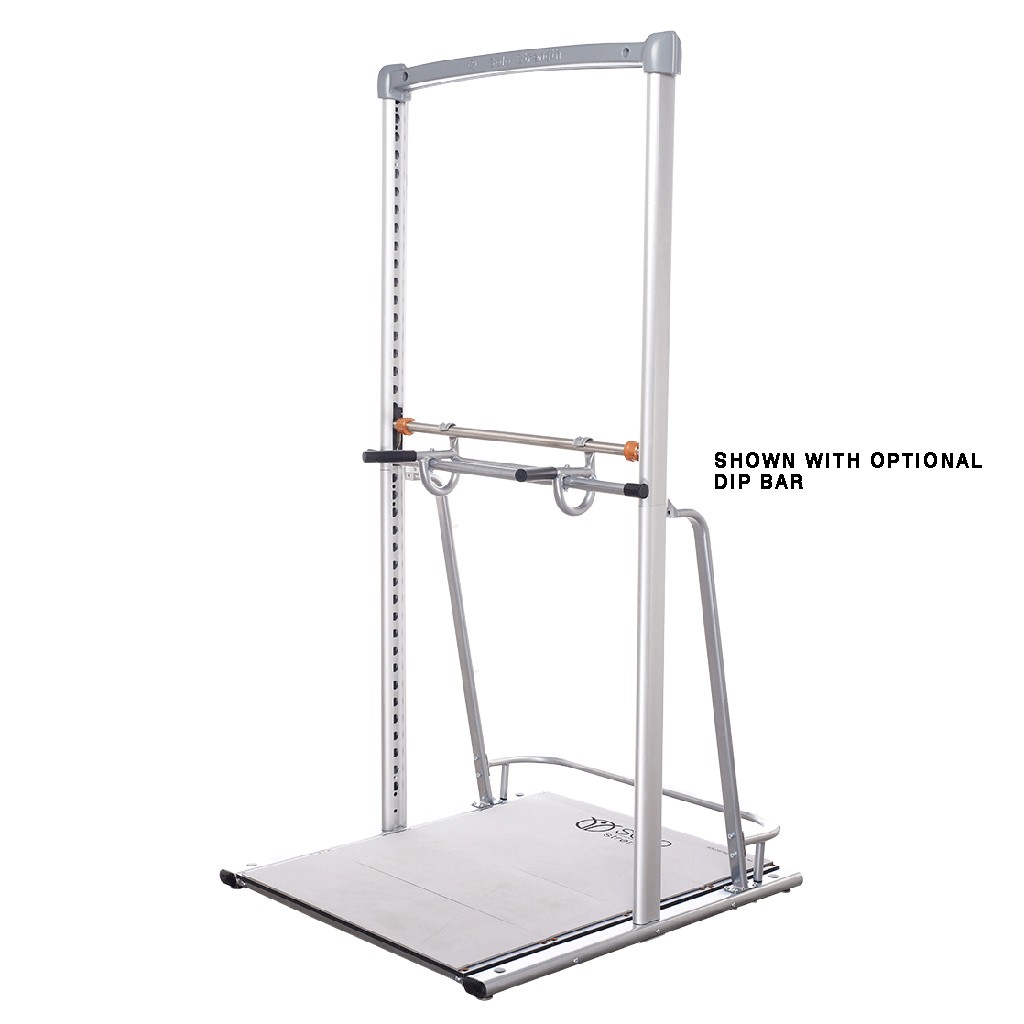 adjustable height pull up bar dip station for functional training workouts and bodyweight exercises by SoloStrength