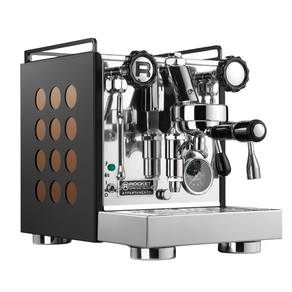 rocket appartamento nera copper espresso machine