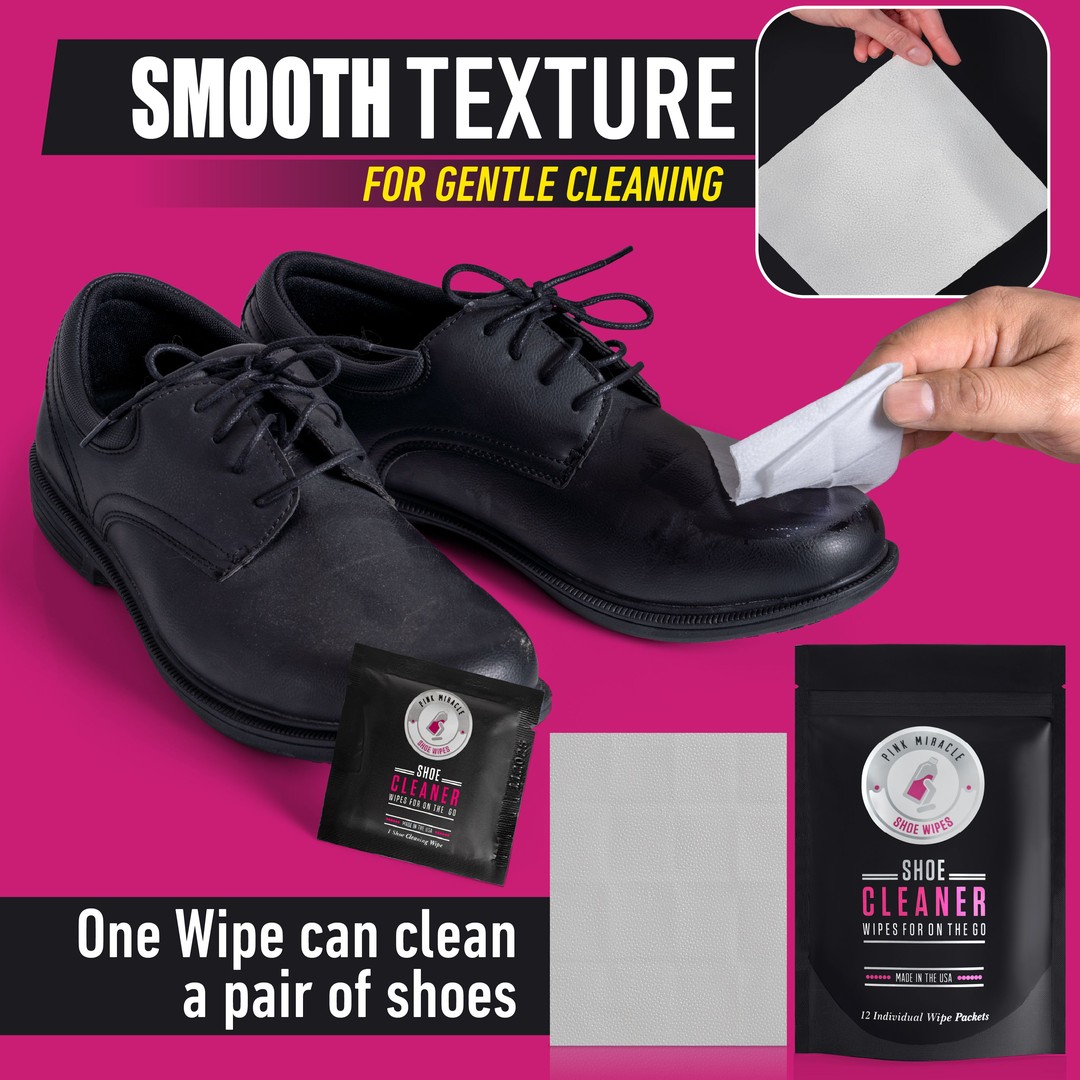 Pink Miracle Shoe Cleaner Quick Wipes for On the Go Fast Cleanups