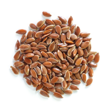 A handful of brown flax seeds