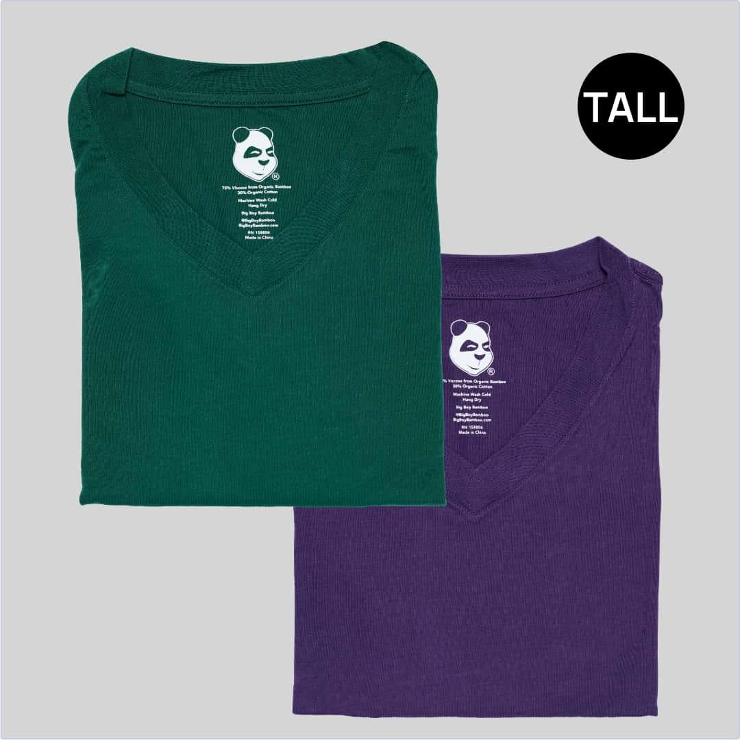 Tall Men's V-Neck 2-Pack Bamboo Viscose T-Shirt Bundle