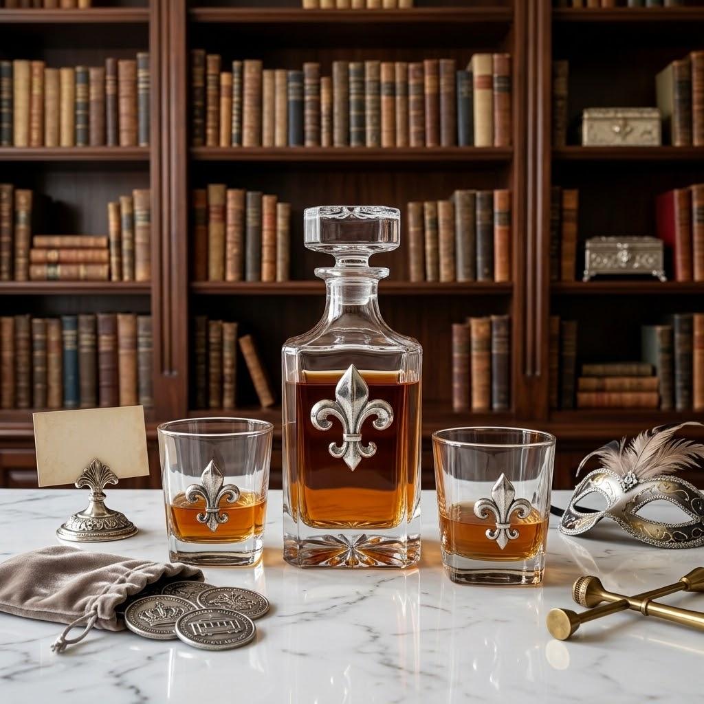 fleur-de-lis decanter set